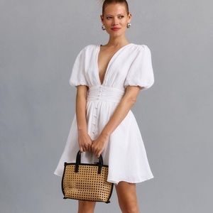 NWT Anthropologie Katerina White Linen Blend Mini Dress Large